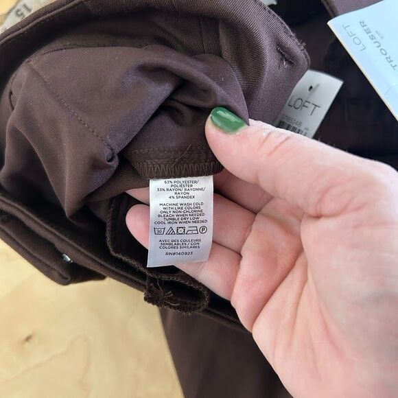 NWT Loft Peyton Trouser Pants 14 Brown Wide Leg High Rise Pleats Career NEW - Picture 8 of 8